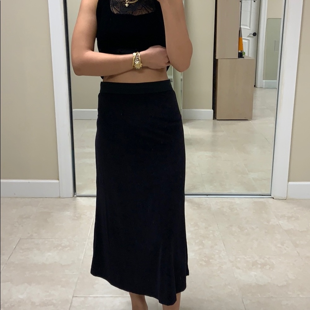 Suede maxi skirt